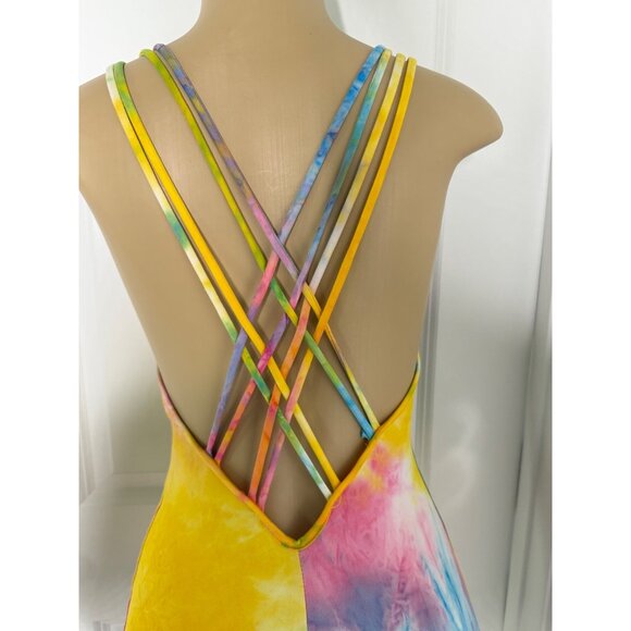 Tie-Dye Sleeveless Maxi Dress With Crisscross Back Straps - Multicolor - Picture 3 of 3